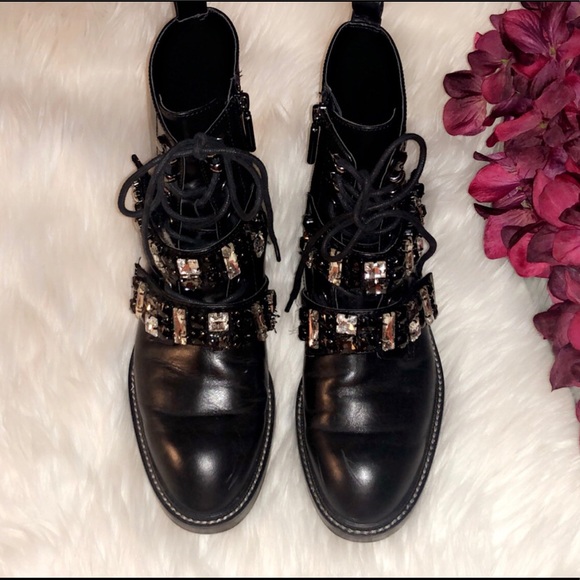 ZARA Leather Embellished Biker Boot - Picture 5 of 8